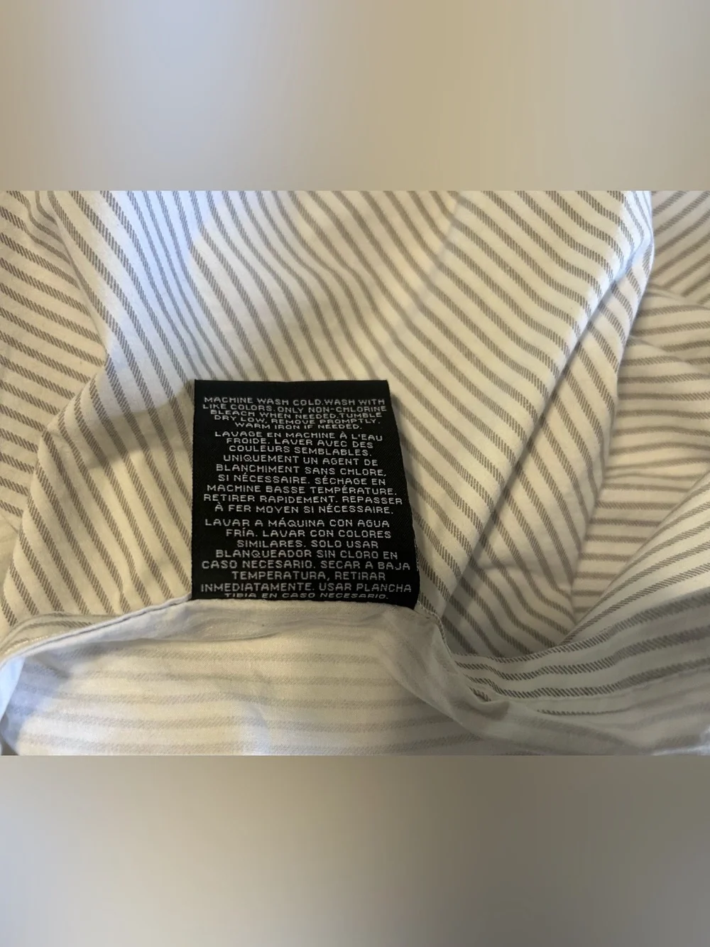 Ralph Lauren Home Gray White Striped Full Double Flat Sheet Cotton Classic